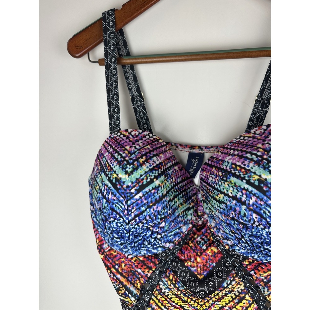 Swimsuits For All Macrame Underwire One Piece Swimsuit Cut Out Plus Size 18 - Picture 5 of 16